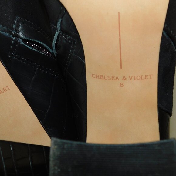 Chelsea & Violet Tall Leather & Suede Boots Size 8 Croc Embossed - Picture 15 of 16